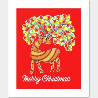 Adorable folk art reindeer Posters and Art